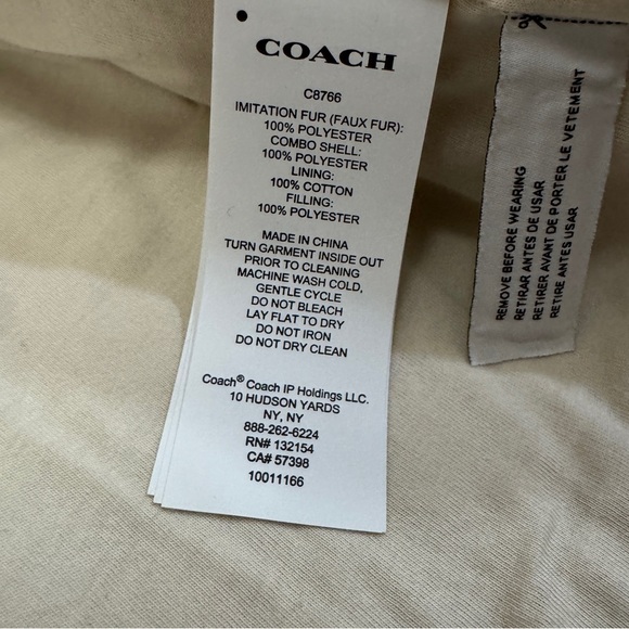 Preloved Women COACH Blocked Floral Cream Sherpa Oversize Jacket Small Winter - Picture 14 of 16